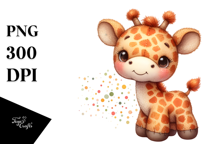 Vibrant Sewed Smiling Cute Giraffe | Sublimation | Clipart