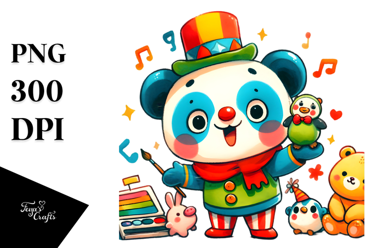 Funny Vibrant Watercolor Cute Scene