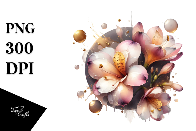 Abstract Golden Freesia PNG