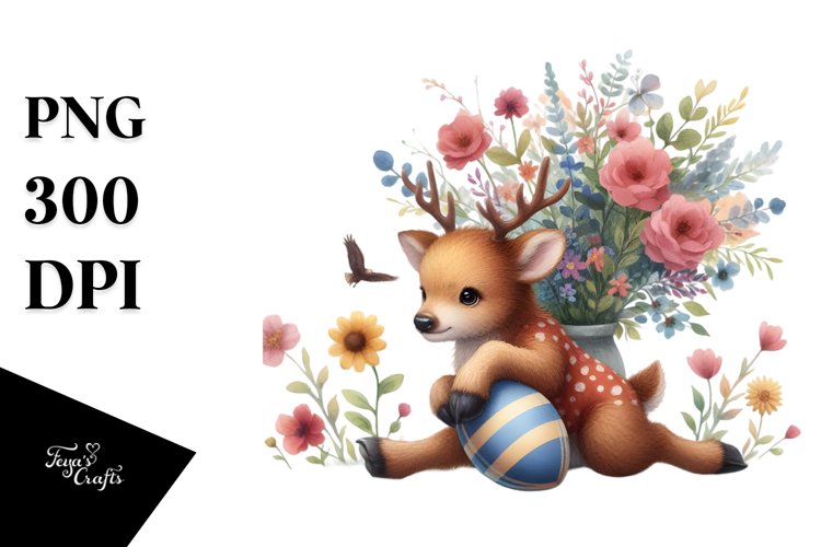 Cute Baby Elk Rugby Watercolor Clipart