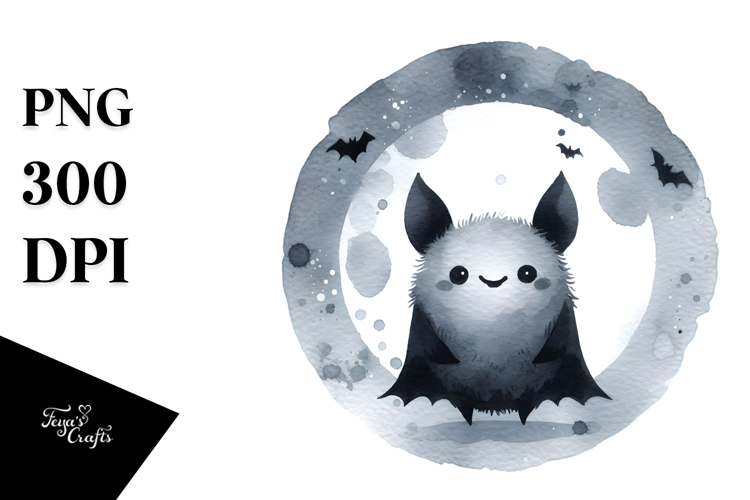 Funny Bat Watercolor Image, PNG