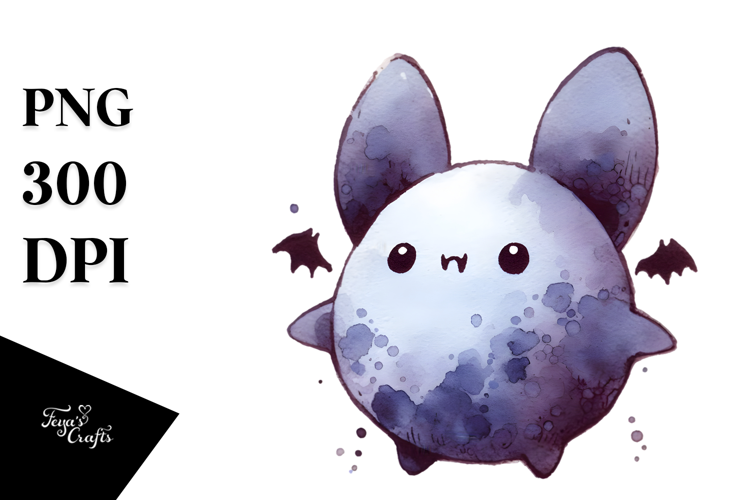 Funny Bat Watercolor Image, PNG