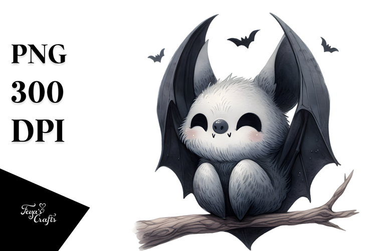 Washed Watercolor Funny Bat PNG