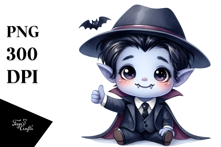 Watercolor Vampire Thumbs Up Happy Hat | Sublimation |
