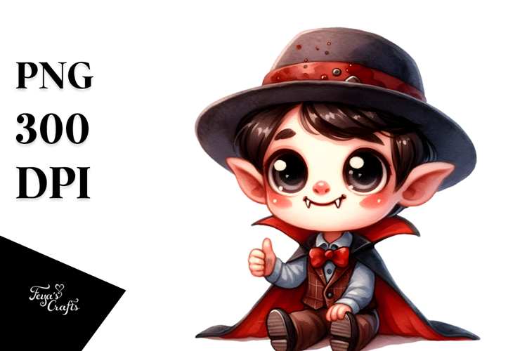 Watercolor Vampire Thumbs Up Happy Hat | Sublimation |