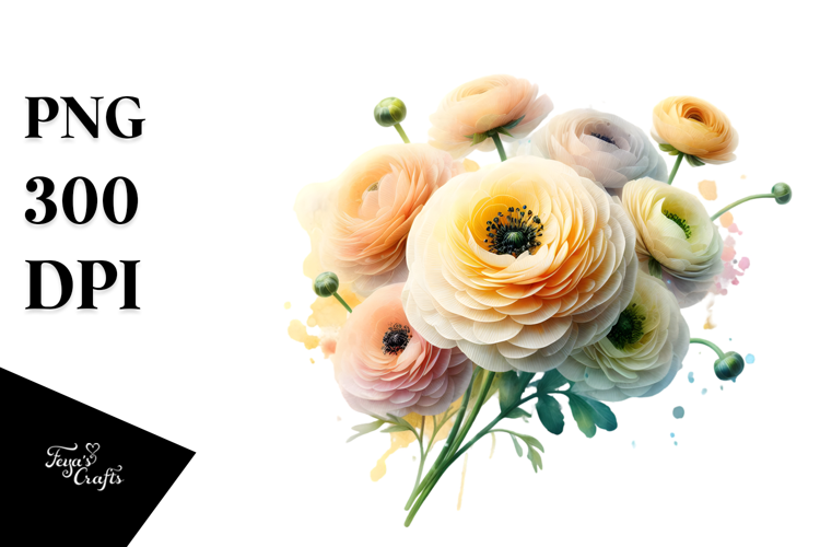 Ranunculus, Watercolor PNG