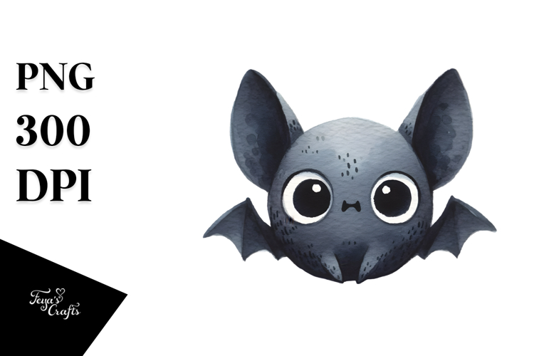 Funny Bat Watercolor Image, PNG
