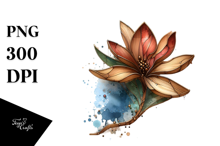Abstract Stained Magnolia Watercolor Clipart