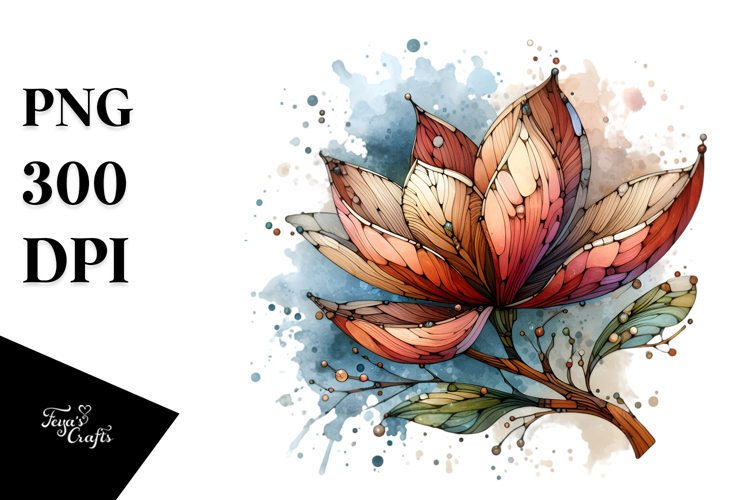 Abstract Stained Magnolia Watercolor Clipart