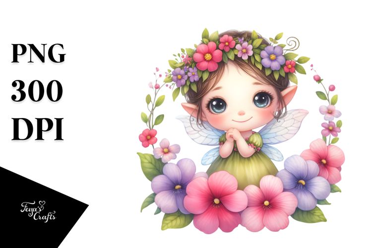 Watercolor Fairy Flowers Big Eyes Impatiens | Sublimation |