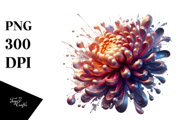 Abstract Shiny Chrysanthemum Watercolor Clipart