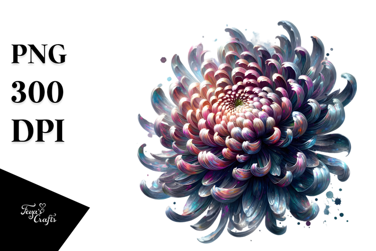 Abstract Shiny Chrysanthemum Watercolor Clipart