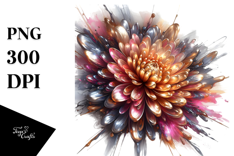 Abstract Shiny Chrysanthemum Watercolor Clipart