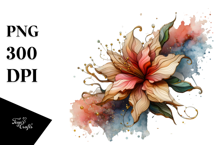 Abstract Stained Azalea Watercolor Clipart