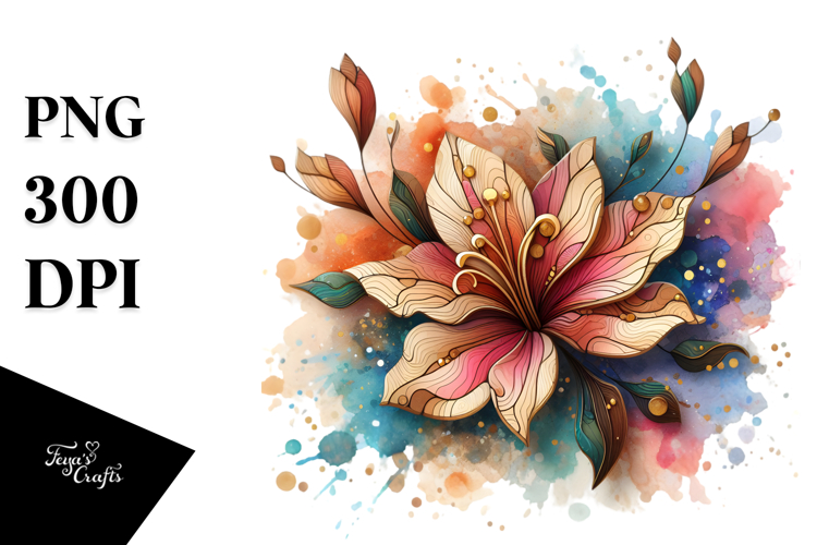 Abstract Stained Azalea Watercolor Clipart