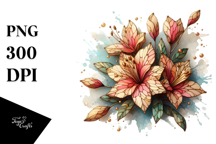 Abstract Stained Azalea Watercolor Clipart