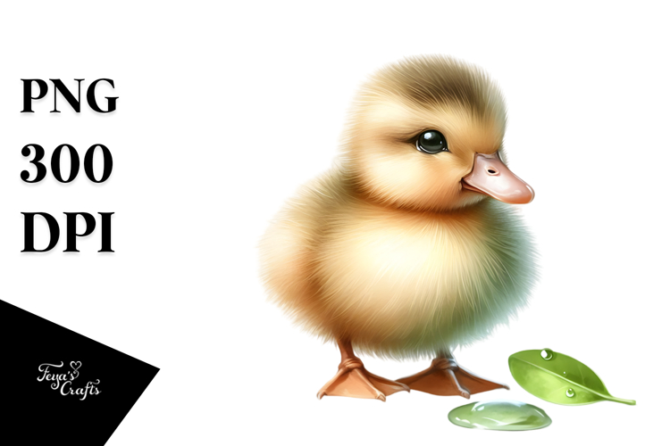 Digital Watercolor of Cute Baby Duck PNG example image 1
