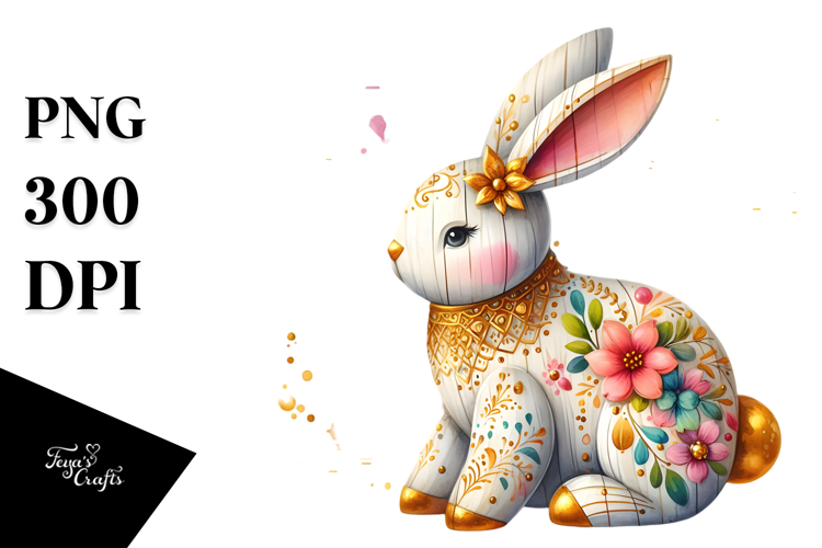 Colorful Bunny Made of Wood PNG