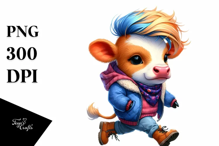 Baby Cow Running, Transparent PNG