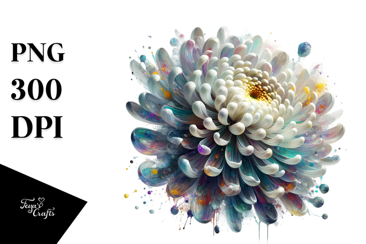 Abstract Detailed Chrysanthemum Watercolor Clipart