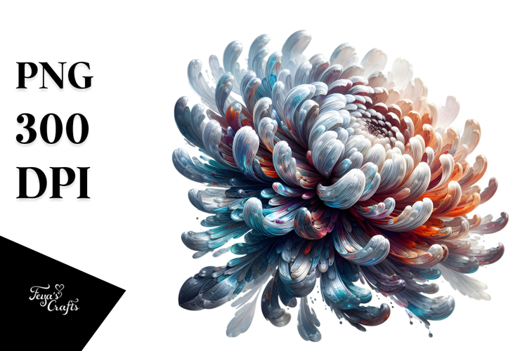 Abstract Detailed Chrysanthemum Watercolor Clipart