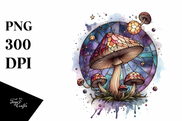 Wooden Mystic Mushroom with Stained