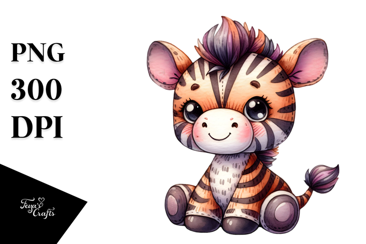 Vibrant Sewed Smiling Cute Zebra | Sublimation | Clipart