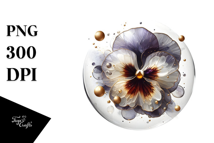 Abstract Pansy Watercolor PNG example image 1