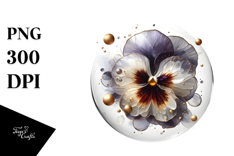 Abstract Pansy Watercolor PNG
