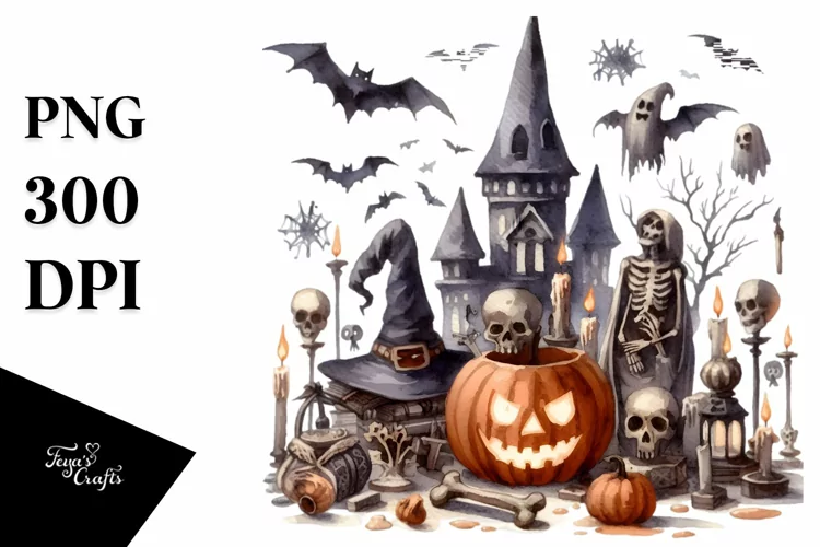Simple Halloween Ancient Curse Watercolor