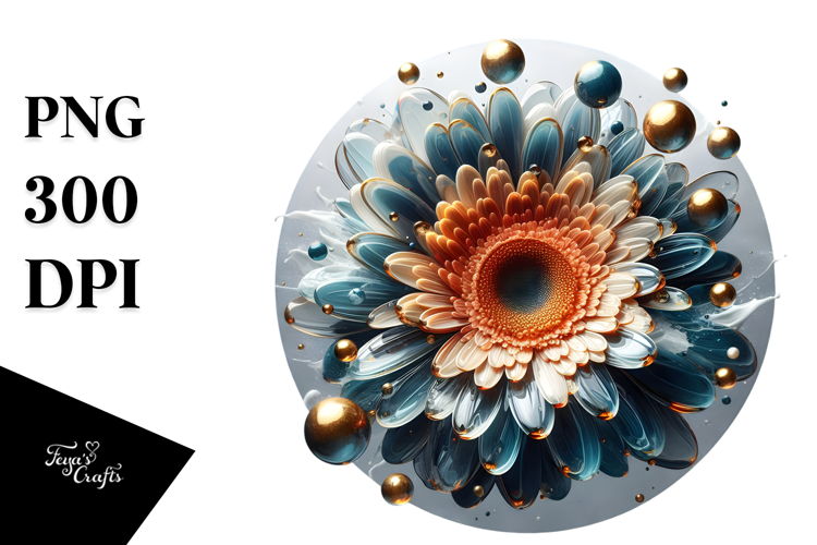 Abstract Golden Gerbera PNG