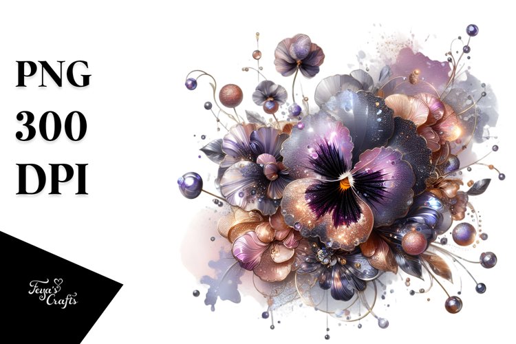 Shiny Pansy with Metallic Insertions, Abstract