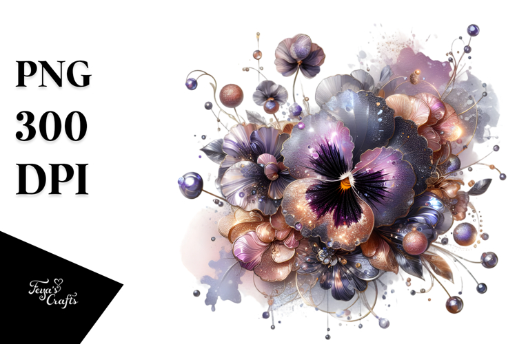 Shiny Pansy with Metallic Insertions, Abstract