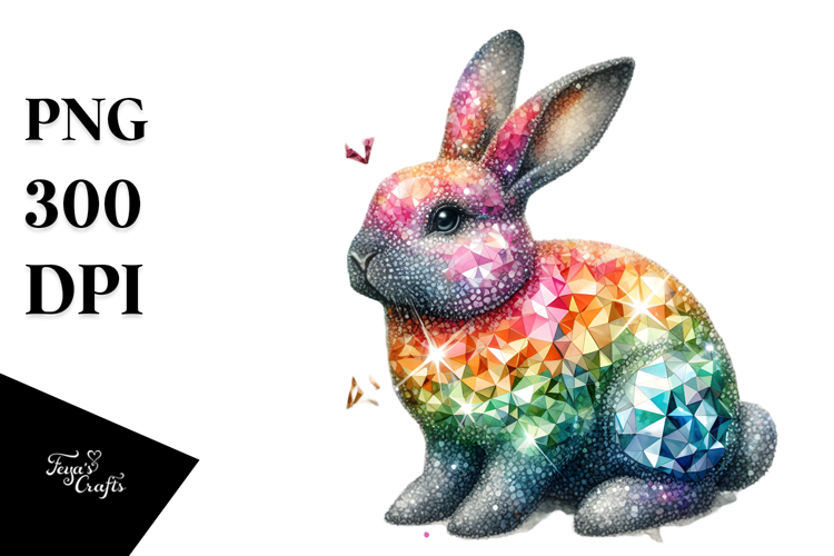 Abstract Shiny Bunny Made of Diamonds JPEG