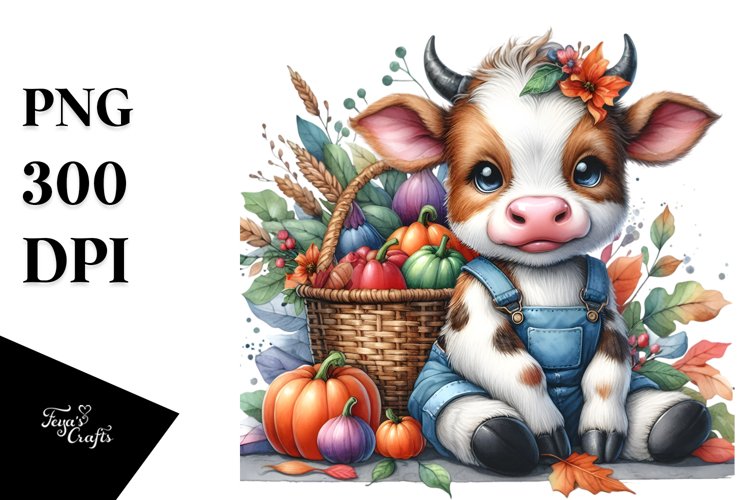 Colorful Baby Cow Basket | Sublimation | Clipart