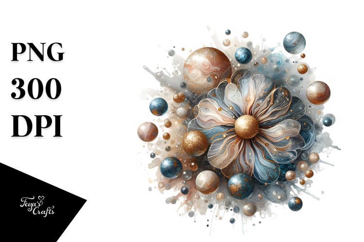 Glossy Cosmos Watercolor Splash PNG