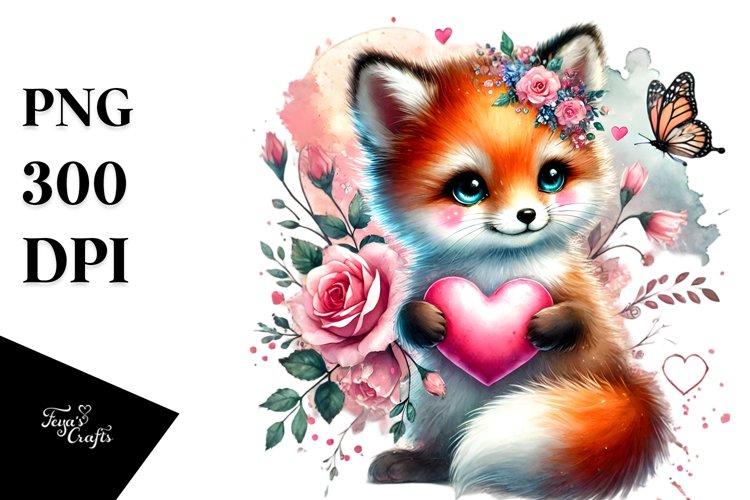 Cute Watercolor Fox Clipart Image 13