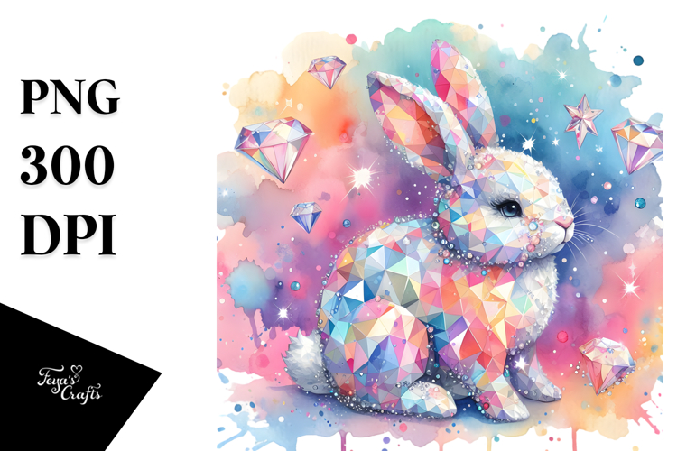 Diamond Bunny on Splashy Background PNG