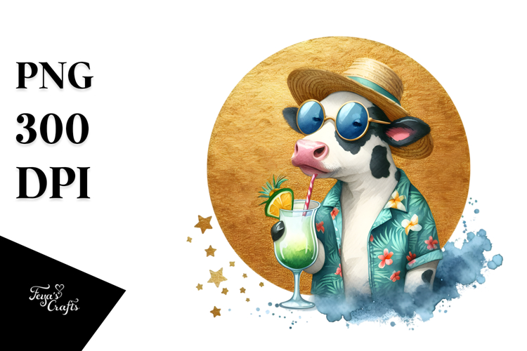 Funky Cow in Beachwear, High-Res PNG