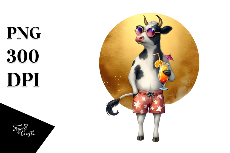 Funky Cow in Beachwear, Transparent PNG