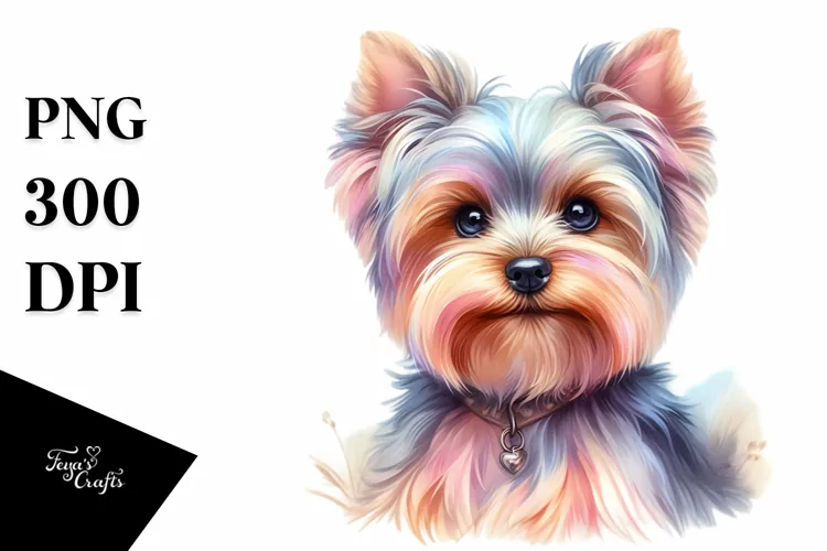 Pastel Yorkshire Terrier Canvas Edge