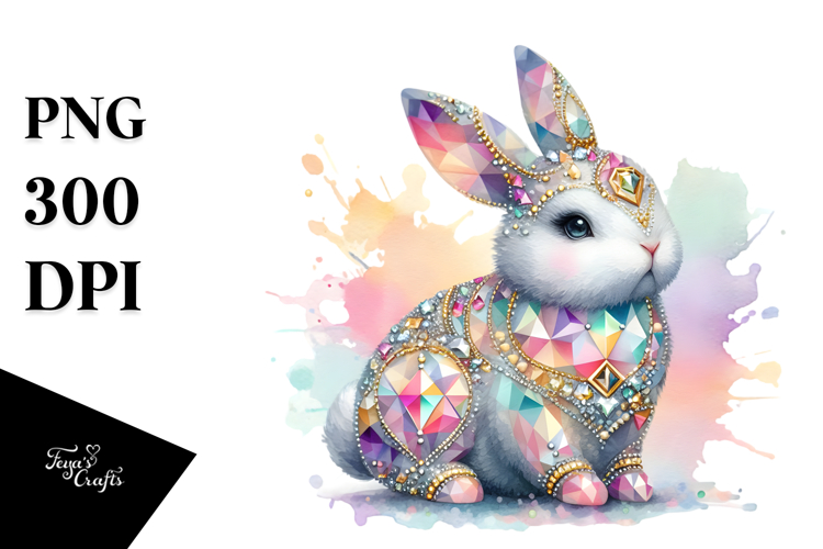 Diamond Bunny on Splashy Background PNG