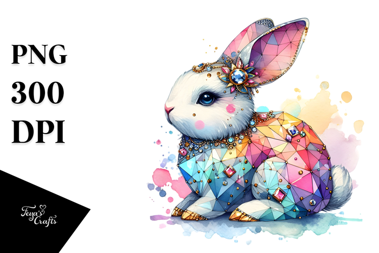 Diamond Bunny on Splashy Background PNG
