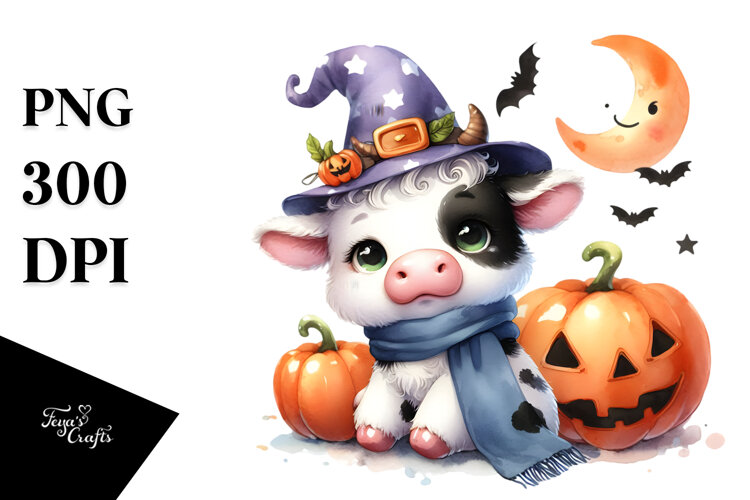 Vibrant Baby Cow Halloween example image 1