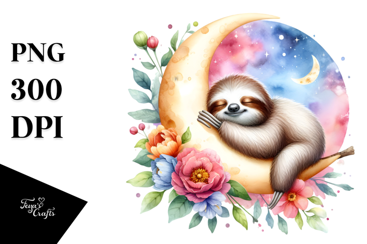 Vibrant Moonlight Sloth Clipart