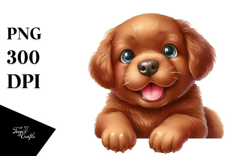 Watercolor Baby Cartoon Chesapeake Bay Retriever, PNG