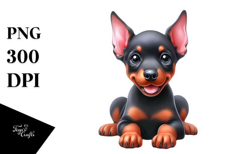 Watercolor Baby Doberman, High-Resolution PNG example image 1