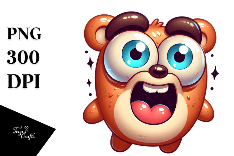 Joyful Bear with Rolling Eyes, Soft Drop Shadow PNG