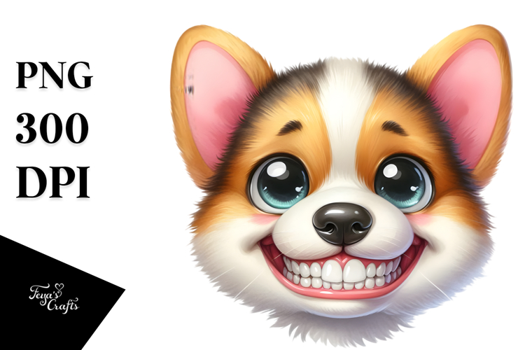 Watercolor Corgi Baby Goofy Smile