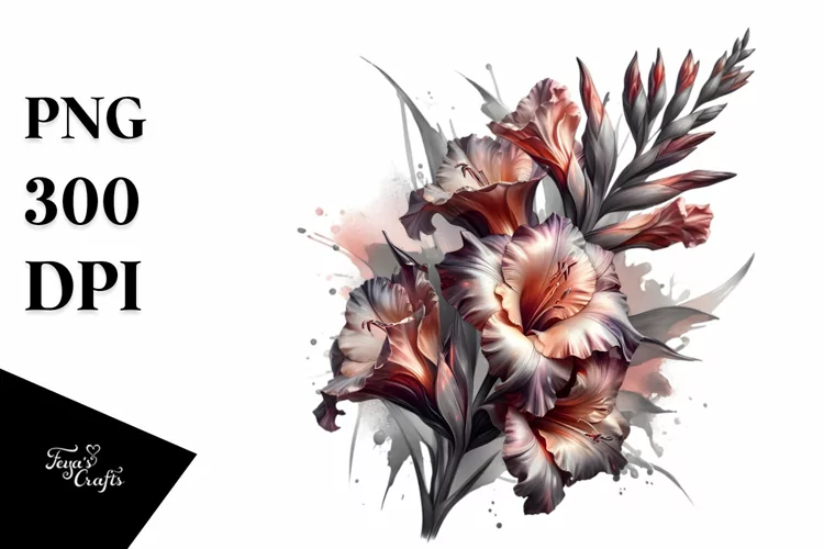 Metallic Gladiolus Watercolor Art